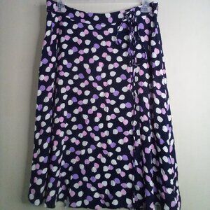 Talbots Skirt Women 16P 16 Petite Wrap Look Side Zip Pattern Blue Pink Purple